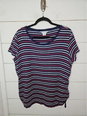 Liz Claiborne XL red white & blue striped tee shirt. AMERICA!